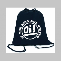 Oi! If The Kids are United ľahké sťahovacie vrecko ( batôžtek / vak ) s čiernou šnúrkou, 100% bavlna 100 g/m2, rozmery cca. 37 x 41 cm
